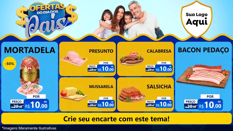 Modelo de TV para TV Horizontal com o tema Ofertas do Dia dos Pais para Frios e Laticínios