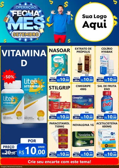 Modelo de Encarte para Encarte A4 Vertical com o tema Operação Fecha Mês Setembro para Farmácia