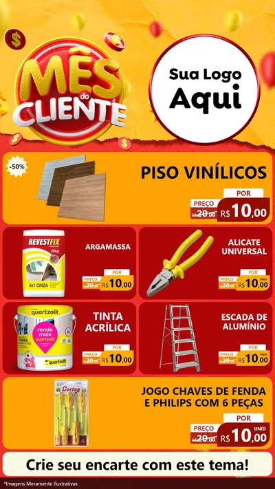Modelo de TV para TV Vertical com o tema Mês do Cliente para Material para Construção