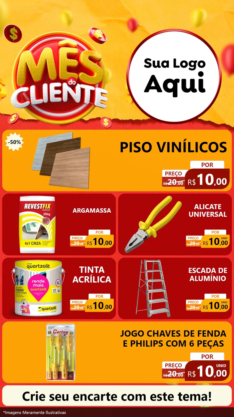 Modelo de TV para TV Vertical com o tema Mês do Cliente para Material para Construção