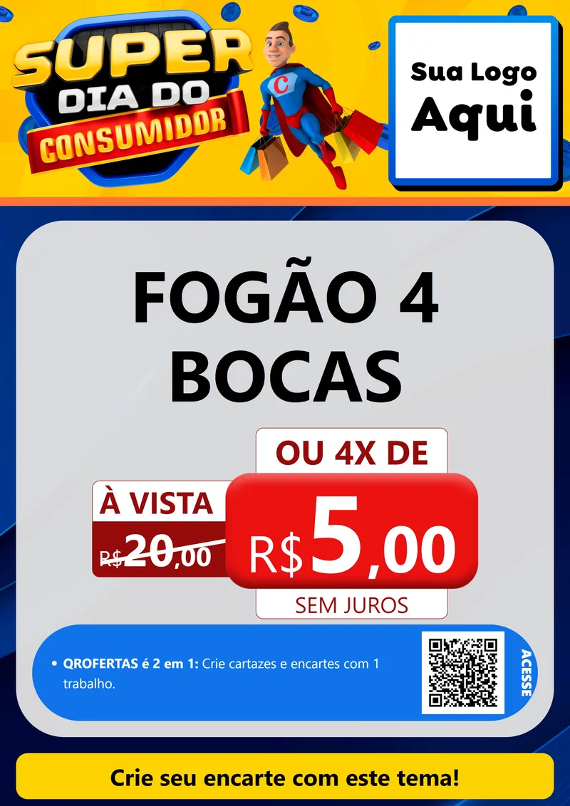 Modelo de Cartaz para Cartaz A4 Vertical com o tema Super Dia do Consumidor para Móveis e Eletro
