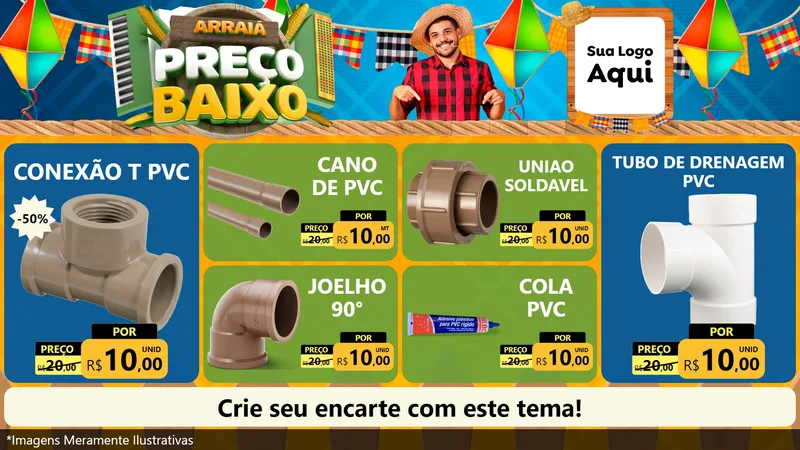 Modelo de TV para TV Horizontal com o tema Arraiá de Preço Baixo - Junina para Tubos e conexões