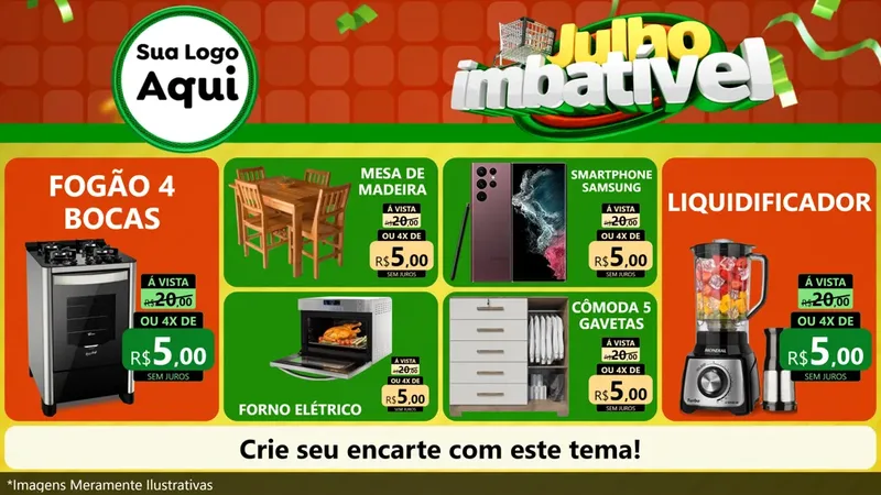 Modelo de TV para TV Horizontal com o tema Julho Imbatível para Móveis e Eletro