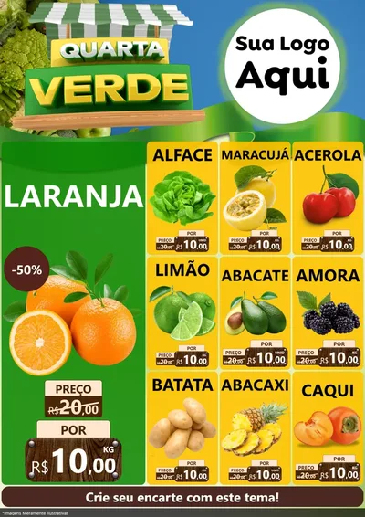 Modelo de Encarte para Encarte A4 Vertical com o tema Quarta Verde para Hortifrúti