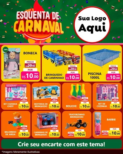 Modelo de Rede Social para Feed Instagram com o tema Esquenta de Carnaval para Brinquedos