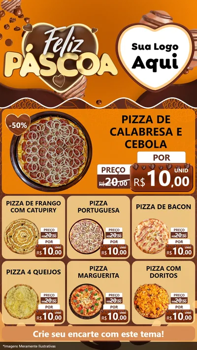 Modelo de Rede Social para Stories com o tema Feliz Páscoa para Pizzaria