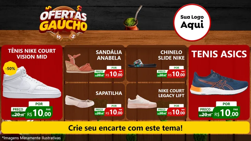 Modelo de TV para TV Horizontal com o tema Ofertas Dia do Gaúcho para Calçados