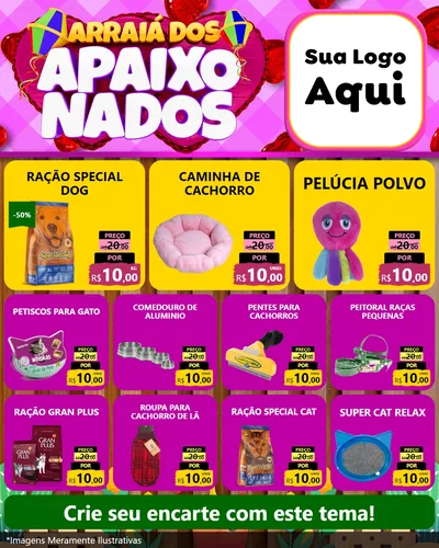 Modelo de Rede Social para Feed Instagram com o tema Arraiá dos Apaixonados para Pet Shop