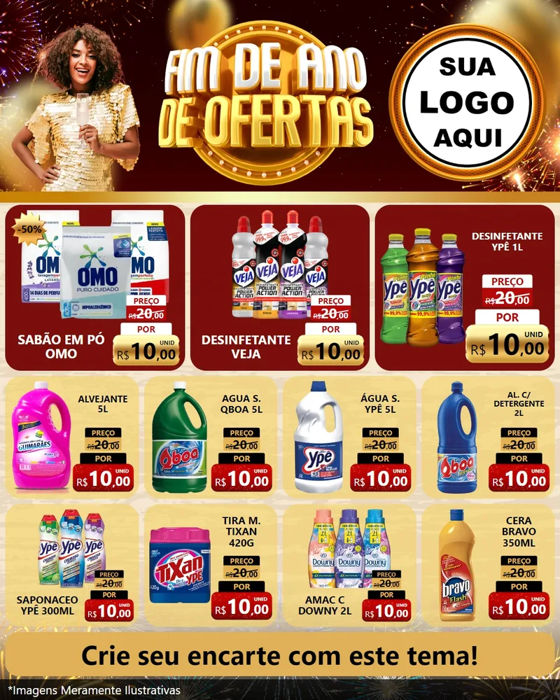 Modelo de Rede Social para Feed Instagram com o tema Fim de Ano de Ofertas para Produtos de Limpeza