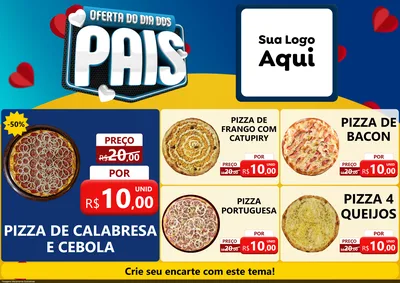 Modelo de Encarte para Encarte A4 Horizontal com o tema Oferta Do Dia Dos Pais para Pizzaria