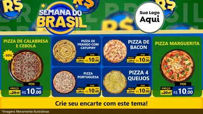 Modelo de TV para TV Horizontal com o tema Semana Do Brasil para Pizzaria