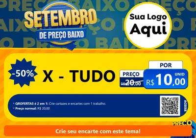 Modelo de Cartaz para Cartaz A4 Horizontal com o tema Setembro De Preço Baixo para Hamburgueria