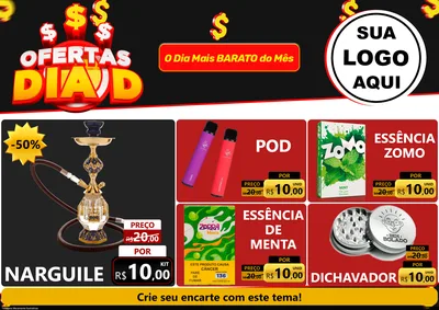 Modelo de Encarte para Encarte A4 Horizontal com o tema Ofertas Dia D para Tabacaria