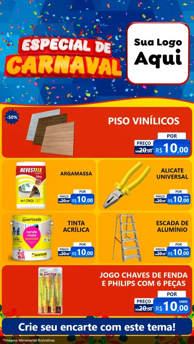 Modelo de TV para TV Vertical com o tema Especial de Carnaval para Material para Construção