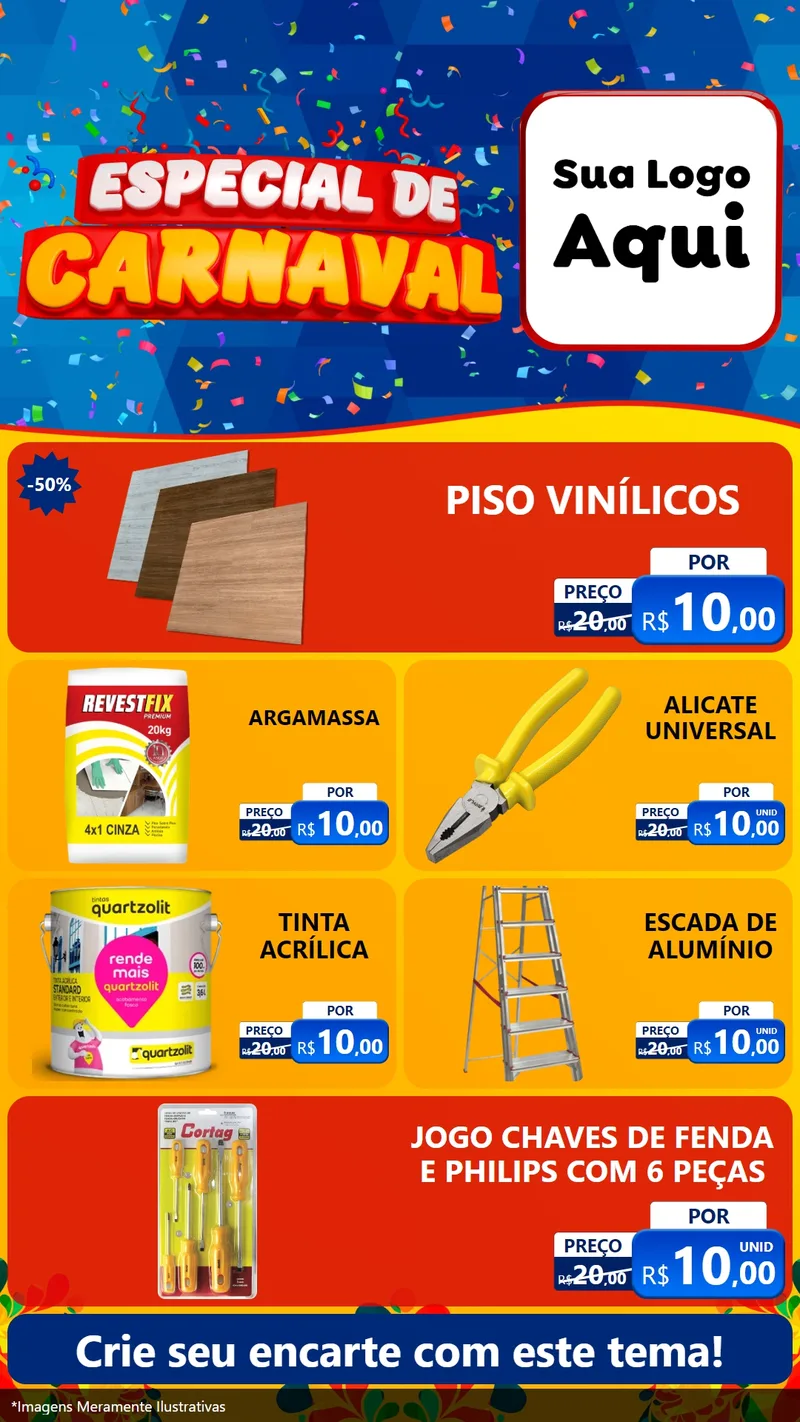 Modelo de TV para TV Vertical com o tema Especial de Carnaval para Material para Construção