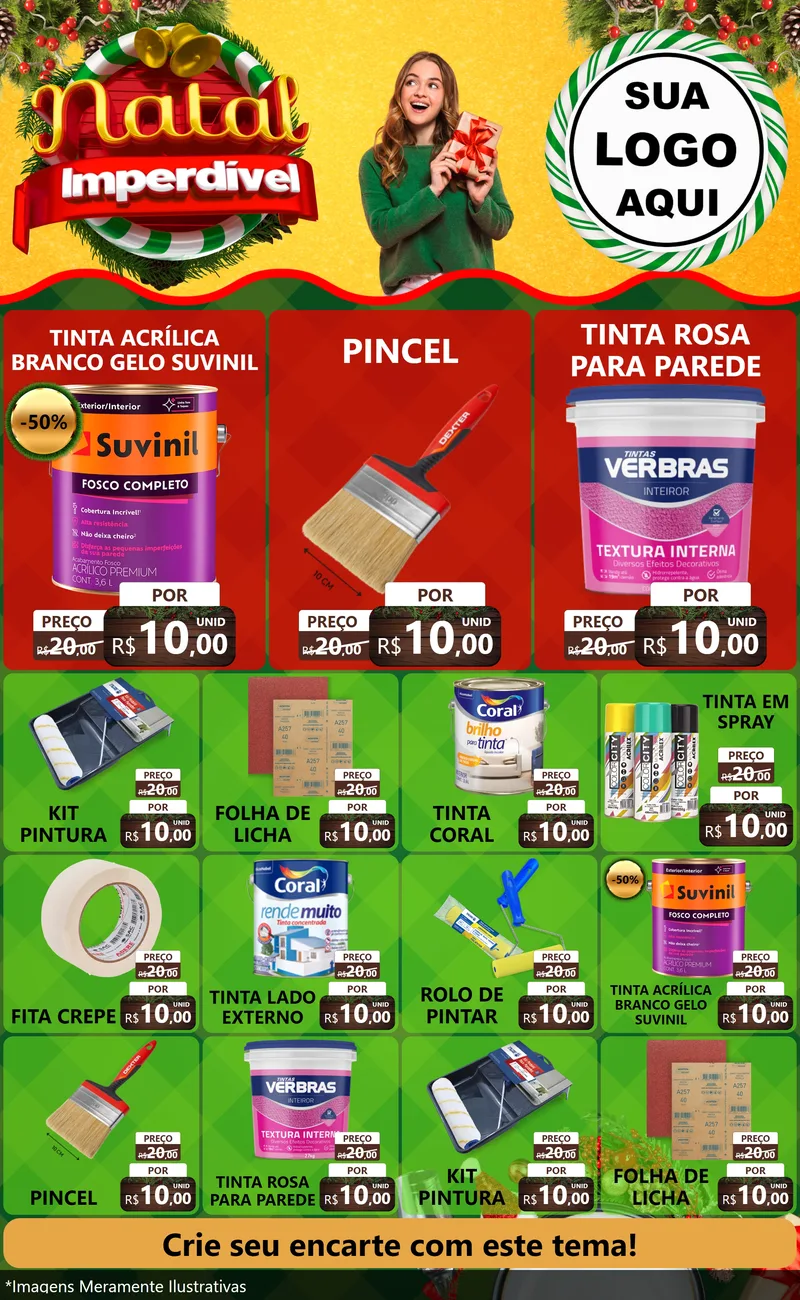 Modelo de Encarte para Encarte Grande com o tema Natal Imperdível para Tintas e Ferramentas