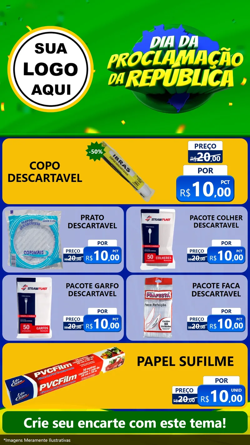 Modelo de TV para TV Vertical com o tema Dia Da Proclamação Da República para Embalagens
