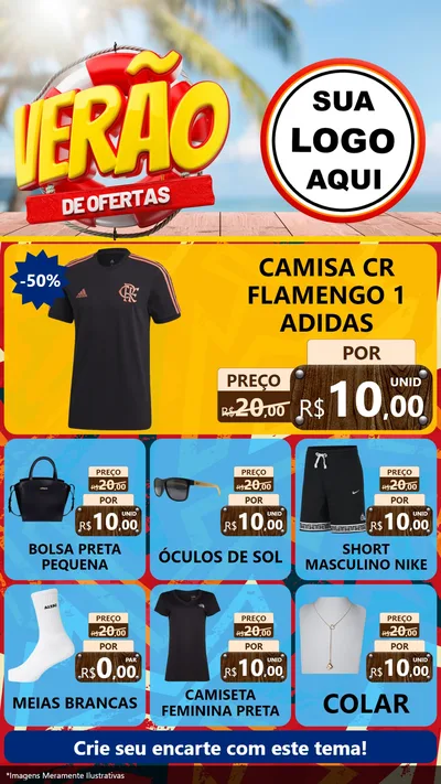 Modelo de Rede Social para Stories com o tema Verão de Ofertas para Roupas e acessórios