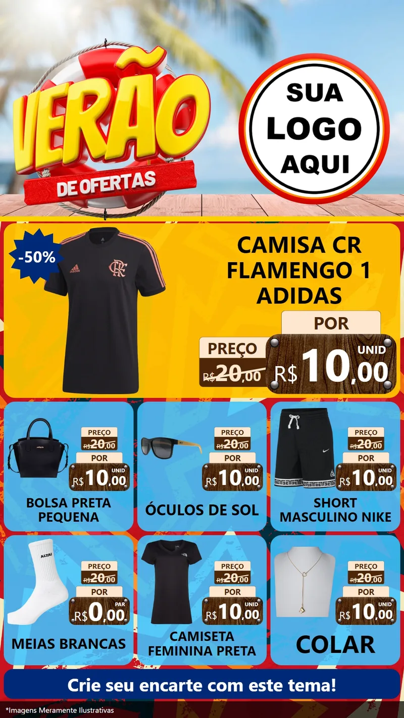 Modelo de Rede Social para Stories com o tema Verão de Ofertas para Roupas e acessórios