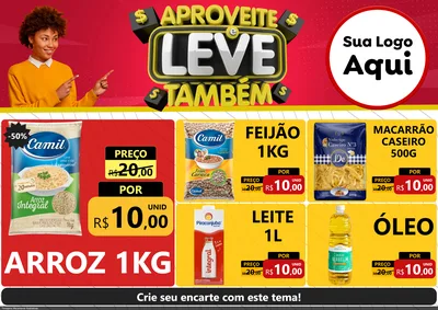 Modelo de Encarte para Encarte A4 Horizontal com o tema Aproveite e Leve Também para Supermercado