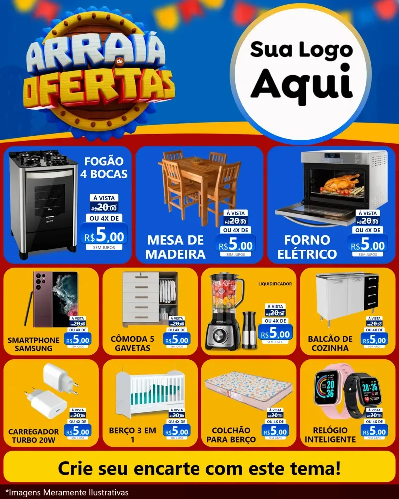 Modelo de Rede Social para Feed Instagram com o tema Arraiá de Ofertas - Junina para Móveis e Eletro