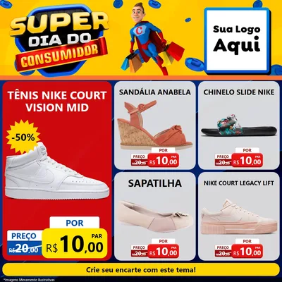 Modelo de Rede Social para Feed Facebook com o tema Super Dia do Consumidor para Calçados
