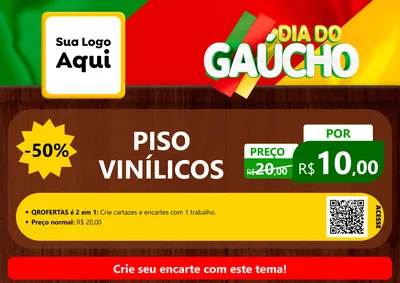 Modelo de Cartaz para Cartaz A4 Horizontal com o tema Dia do Gaúcho para Material para Construção