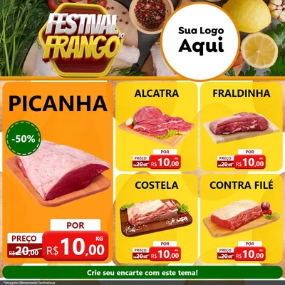 Modelo de Rede Social para Feed Facebook com o tema Festival do Frango para Açougue