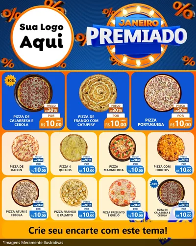 Modelo de Rede Social para Feed Instagram com o tema Janeiro Premiado para Pizzaria