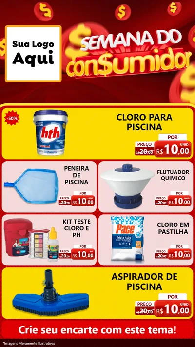 Modelo de TV para TV Vertical com o tema Semana do Consumidor para Produtos para Piscina