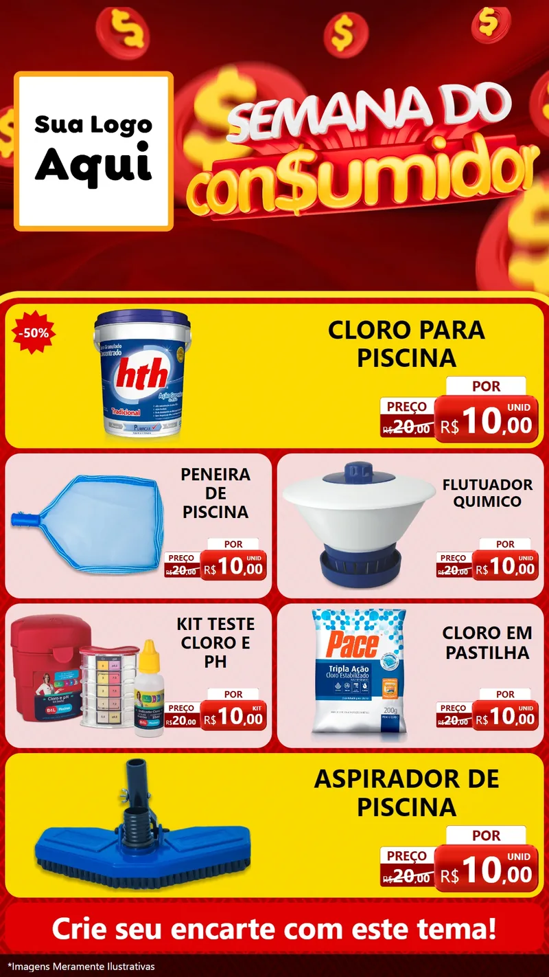 Modelo de TV para TV Vertical com o tema Semana do Consumidor para Produtos para Piscina