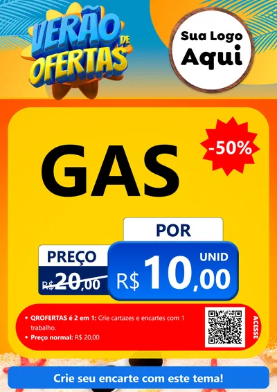 Modelo de Cartaz para Cartaz A4 Vertical com o tema Verão de Ofertas para Água e gás