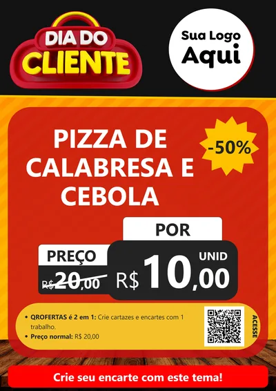 Modelo de Cartaz para Cartaz A4 Vertical com o tema Dia do Cliente para Pizzaria