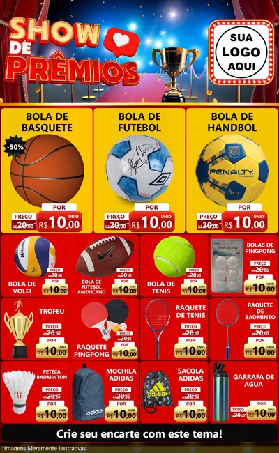 Modelo de Encarte para Encarte Grande com o tema Show de Prêmios para Artigos Esportivos