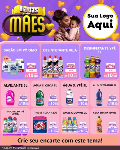 Modelo de Rede Social para Feed Instagram com o tema Dia das Mães para Produtos de Limpeza