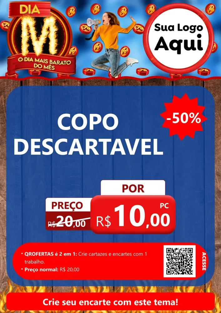 Modelo de Cartaz para Cartaz A4 Vertical com o tema Dia M - O Dia Mais Barato Do Mês para Embalagens