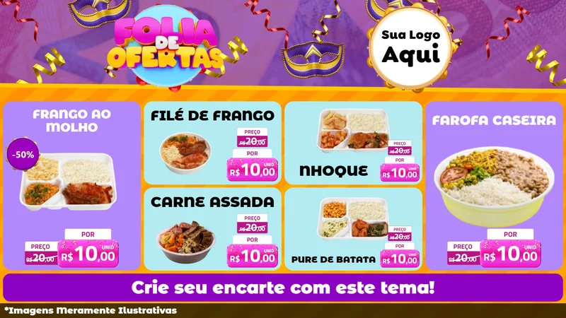 Modelo de TV para TV Horizontal com o tema Folia de Ofertas para Restaurante