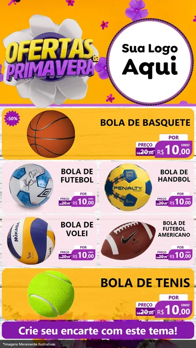 Modelo de TV para TV Vertical com o tema Ofertas Da Primavera para Artigos Esportivos