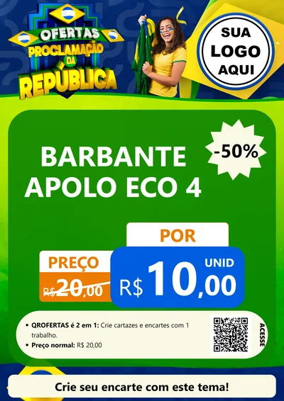 Modelo de Cartaz para Cartaz A4 Vertical com o tema Ofertas Proclamação da República para Armarinho e Aviamentos
