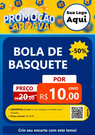 Modelo de Cartaz para Cartaz A4 Vertical com o tema Promoção de Carnaval para Artigos Esportivos