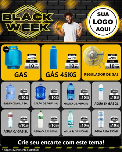 Modelo de Rede Social para Feed Instagram com o tema Black Week para Água e gás