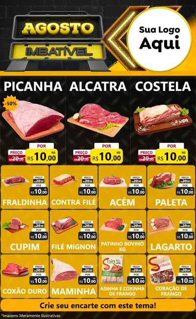 Modelo de Encarte para Encarte Grande com o tema Agosto Imbatível para Açougue