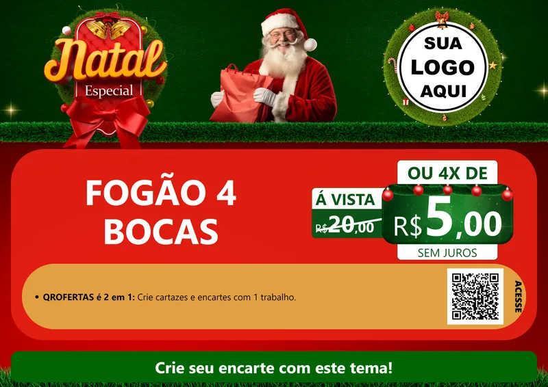 Modelo de Cartaz para Cartaz A4 Horizontal com o tema Natal Especial para Móveis e Eletro