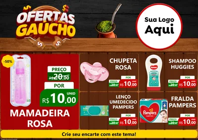 Modelo de Encarte para Encarte A4 Horizontal com o tema Ofertas Dia do Gaúcho para Bebês