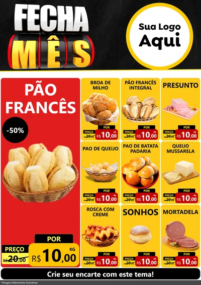 Modelo de Encarte para Encarte A4 Vertical com o tema Fecha Mês para Padaria