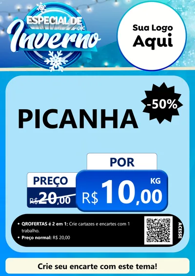 Modelo de Cartaz para Cartaz A4 Vertical com o tema Especial de Inverno para Açougue