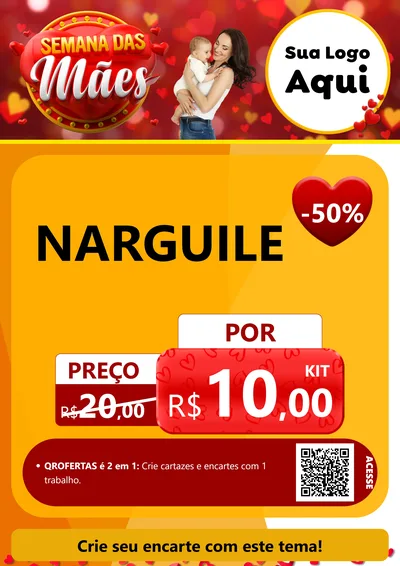 Modelo de Cartaz para Cartaz A4 Vertical com o tema Semana das Mães para Tabacaria