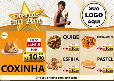 Modelo de Encarte para Encarte A4 Horizontal com o tema Ofertas Fim de Ano para Salgadaria