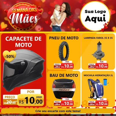 Modelo de Rede Social para Feed Facebook com o tema Semana das Mães para Moto peças
