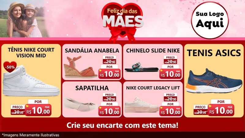 Modelo de TV para TV Horizontal com o tema Feliz Dia Das Mães para Calçados